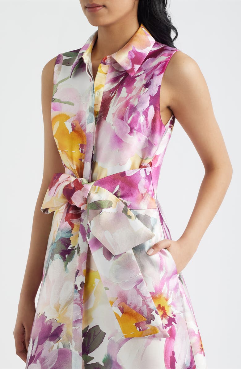 Julia Jordan Floral Satin Gown, Alternate, color, Pink Multi