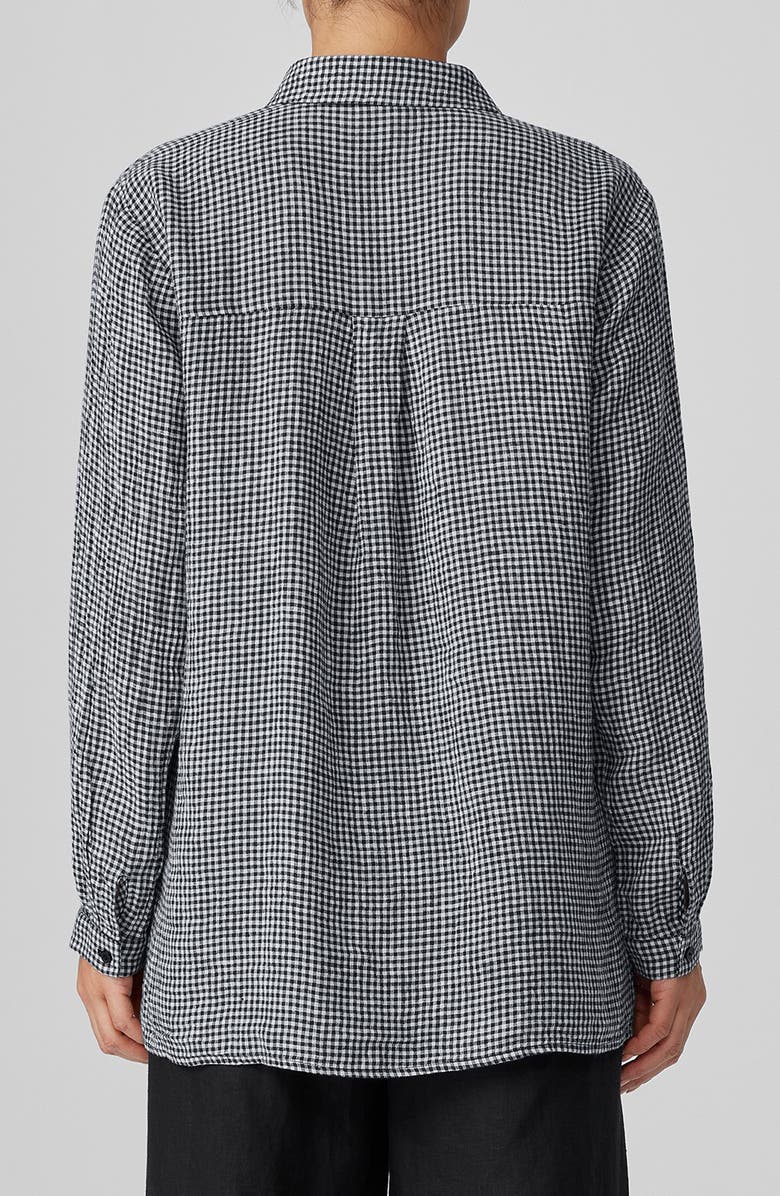 Eileen Fisher Classic Gingham Organic Linen Button-Up Shirt, Alternate, color, 