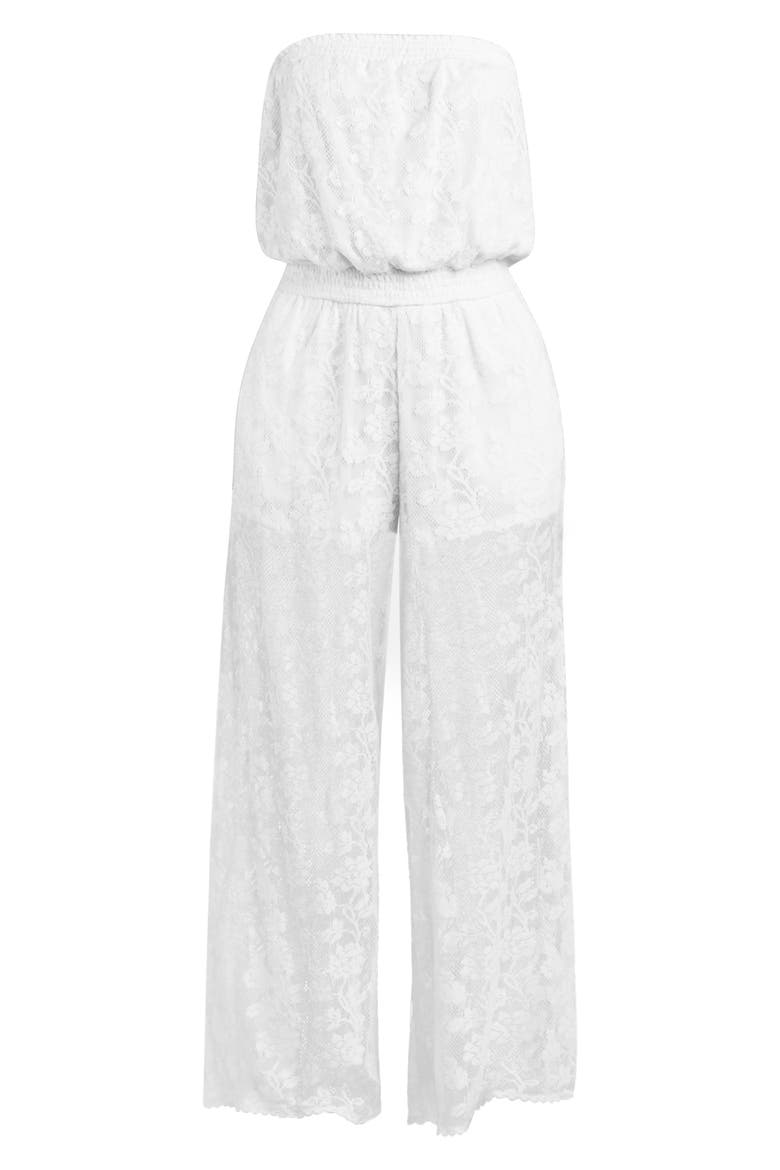 Celestial Petals Open Stitch Cover-Up Jumpsuit, Alternate, color, IVORY