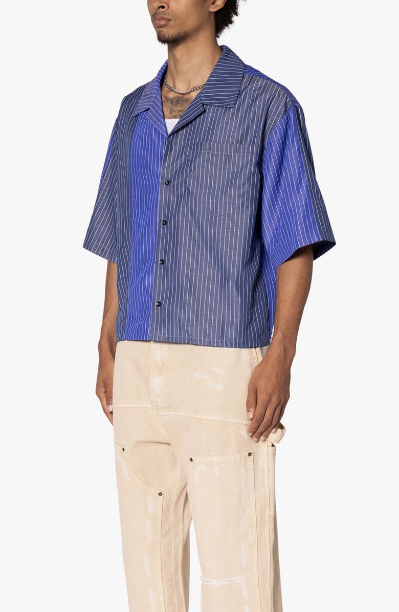 mnml Colorblock Stripe Camp Shirt, Alternate, color, Blue