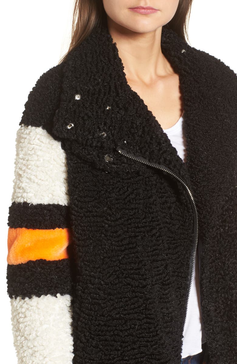 BLANKNYC Stripe Faux Shearling Jacket, Alternate, color, 