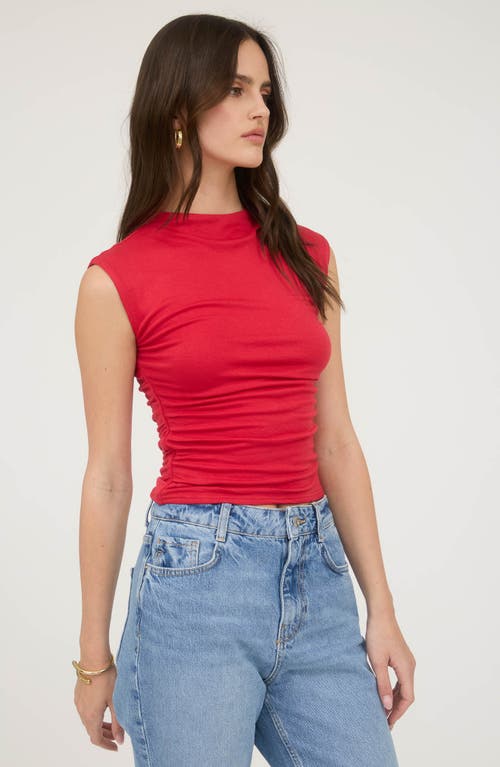 Blu Pepper Side Ruched Cap Sleeve Top In Red