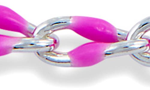 Savvy Cie Jewels Sterling Silver Turquoise Resin Enamel Anklet In Silver/pink