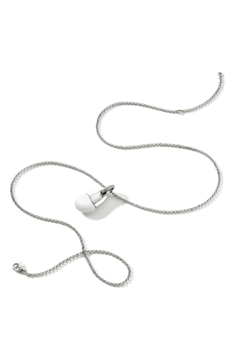 John Hardy Pebble Silver Diamond Pavé (0.04ct.) Pendant on 2mm Rolo Chain Necklace with Enamel, Alternate, color, Silver White