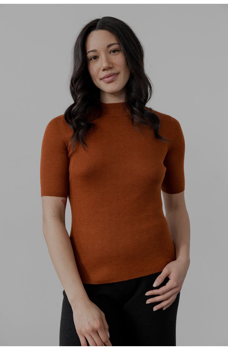 SSKEIN Mock Neck Pullover, Alternate, color, Rust