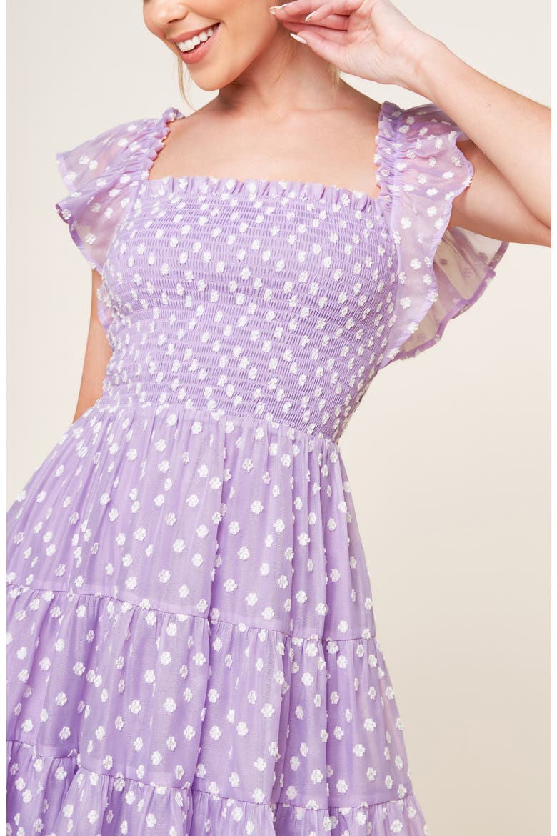 Textured Frilly Sleeve Minidress, Alternate, color, LAVENDER