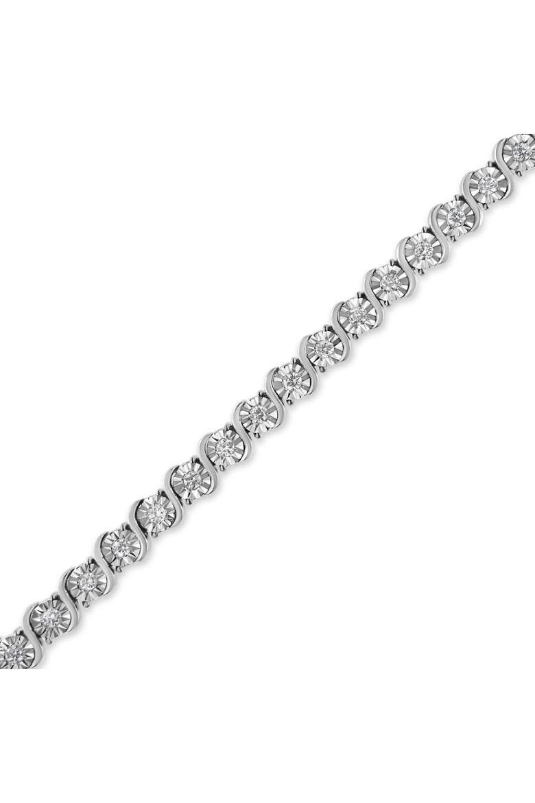 14K White Gold 1.00 Cttw Lab Grown Diamond "S" Link Tennis Bracelet, Alternate, color, White