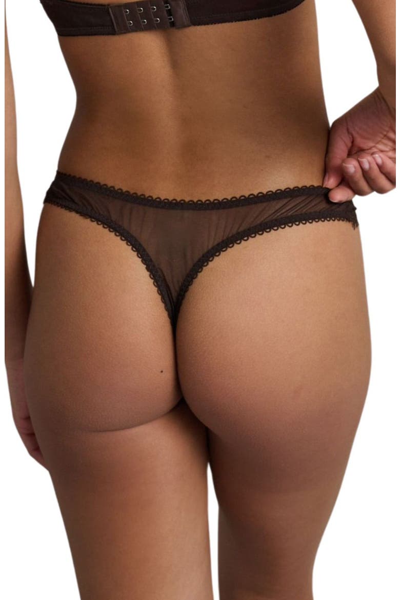 Sorrento Lace Trim Thong, Alternate, color, ESPRESSO