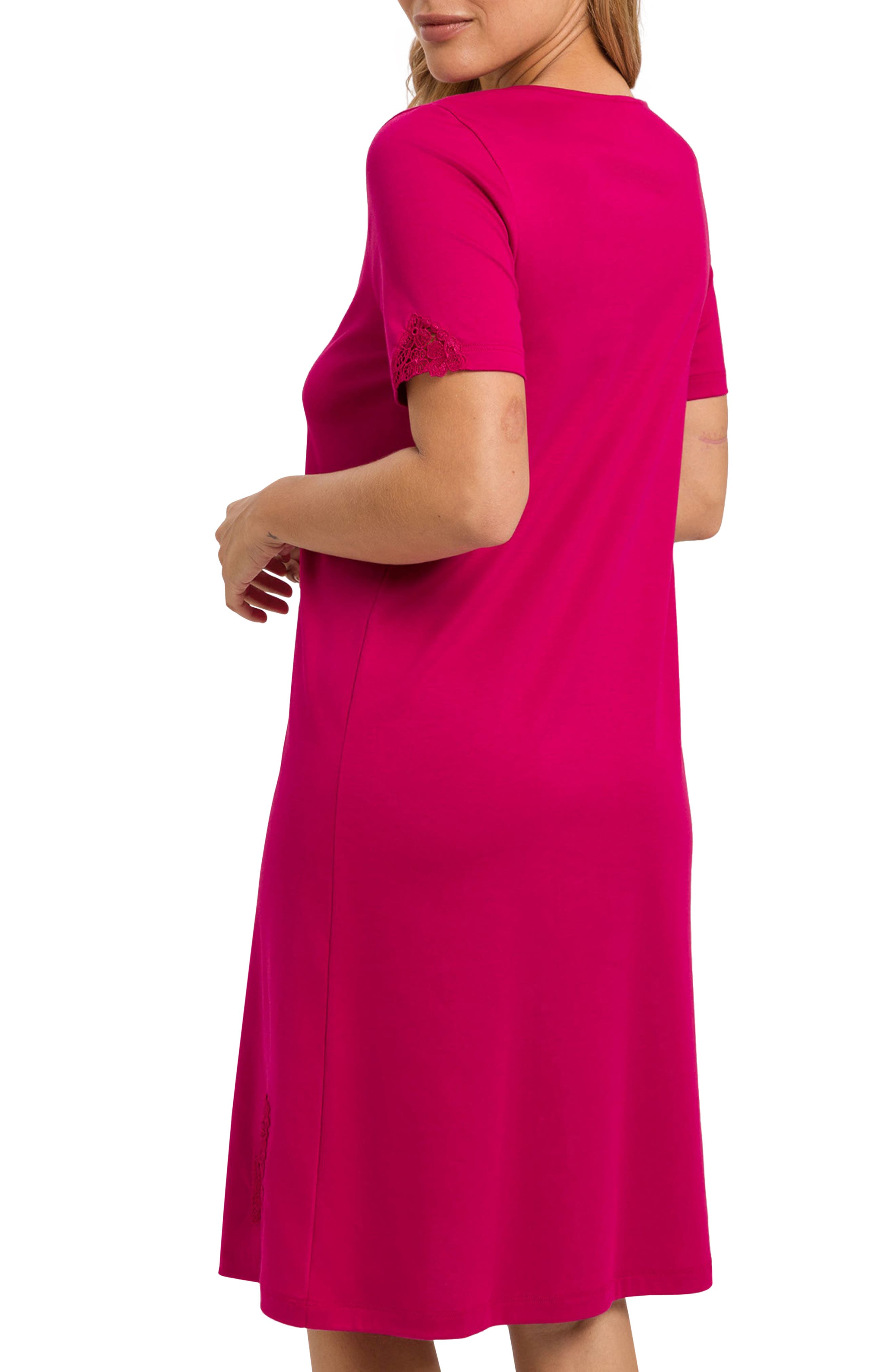 HANRO Michelle Short Sleeve Cotton Nightgown (Women) | Nordstromrack