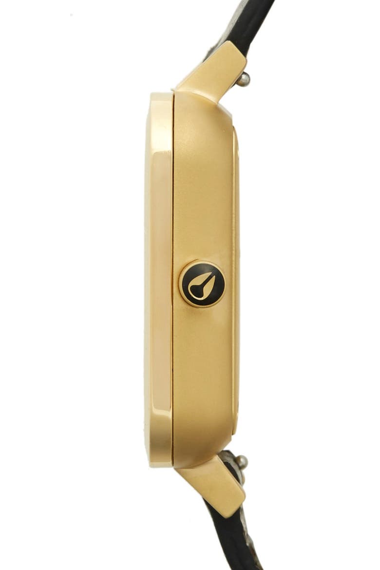 'Ragnar' Leather Strap Watch, 36mm, Alternate, color, GOLD/BLK