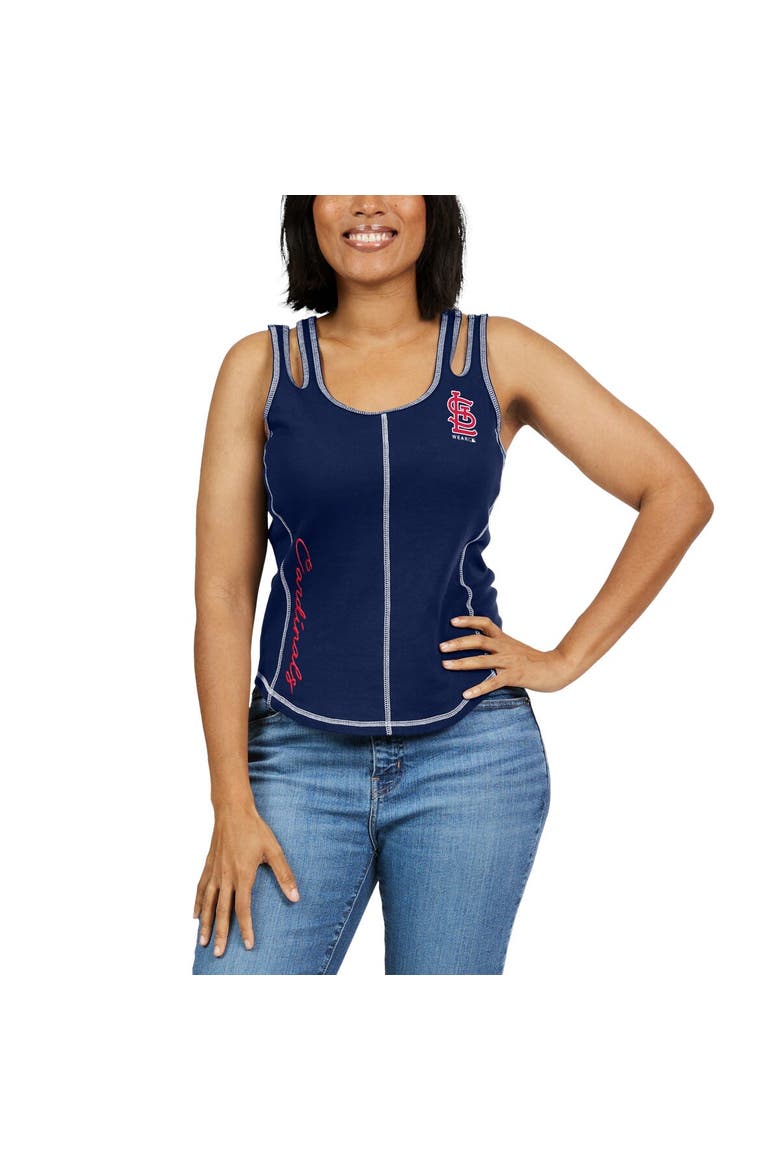 Women's WEAR by Erin Andrews Navy St. Louis Cardinals Contrast Stitch Tank Top, Alternate, color, Navy
