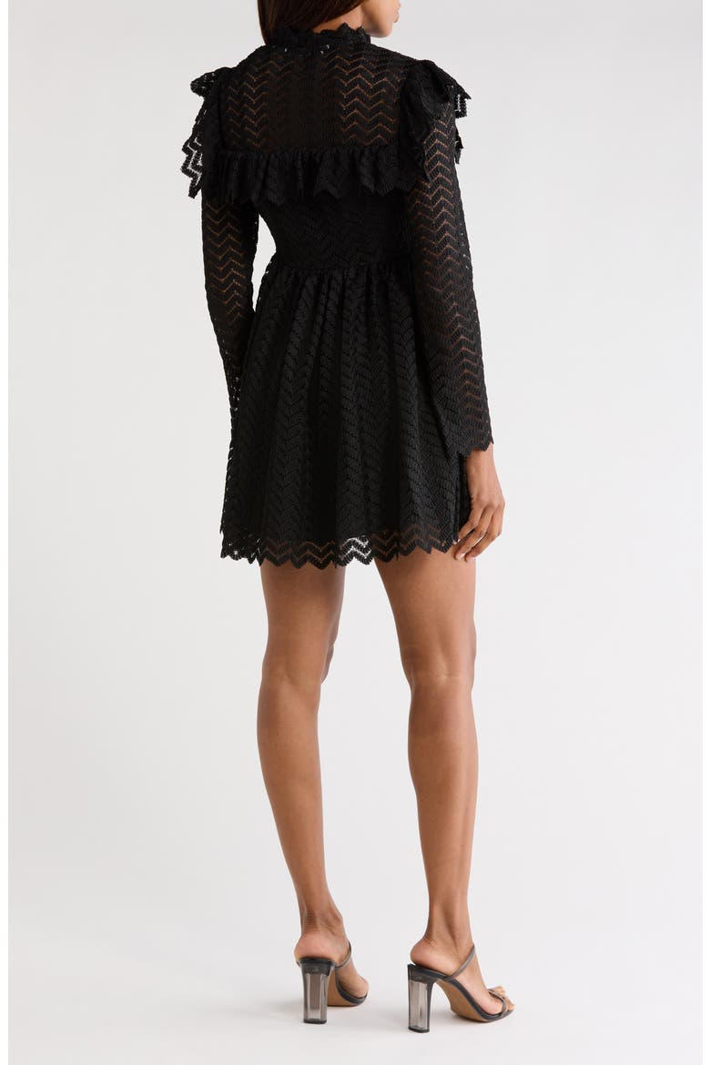 Chevron Lace Long Sleeve Dress, Alternate, color, BLACK
