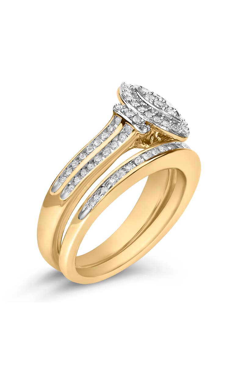 Haus of Brilliance 14K Yellow Gold Plated Sterling Silver 1/2 Cttw Marquise Cluster Diamond Bridal Set, Alternate, color, Yellow Gold Over Silver