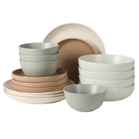 Leeds Court 16-Piece Speckle Reactive Glaze Stoneware Dinnerware Set