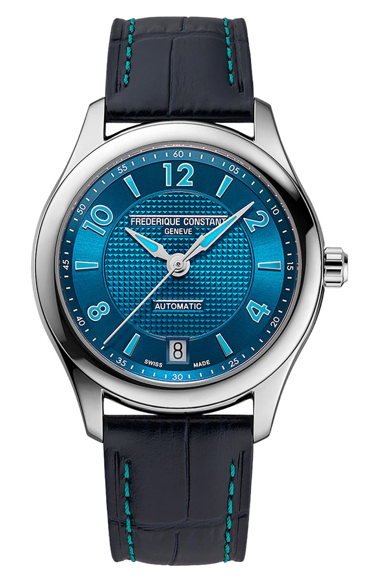 FREDERIQUE CONSTANT Classics Runabout Automatic Leather Strap Watch, 36mm, Main, color, 