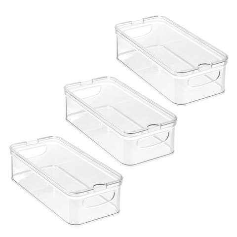 Stackable Fridge Organizer Bins with Lids - Set of 3 - Clear