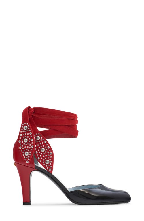 Shop Valentino Garavani Tie Ankle Strap D'orsay Pump In Jt0 Nero-rouge Pur/rouge Pur