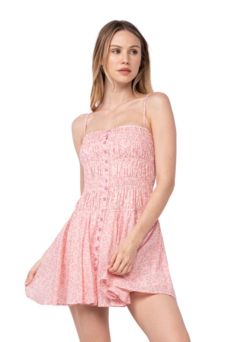 Sleeveless Smocked Minidress, Alternate, color, PINK