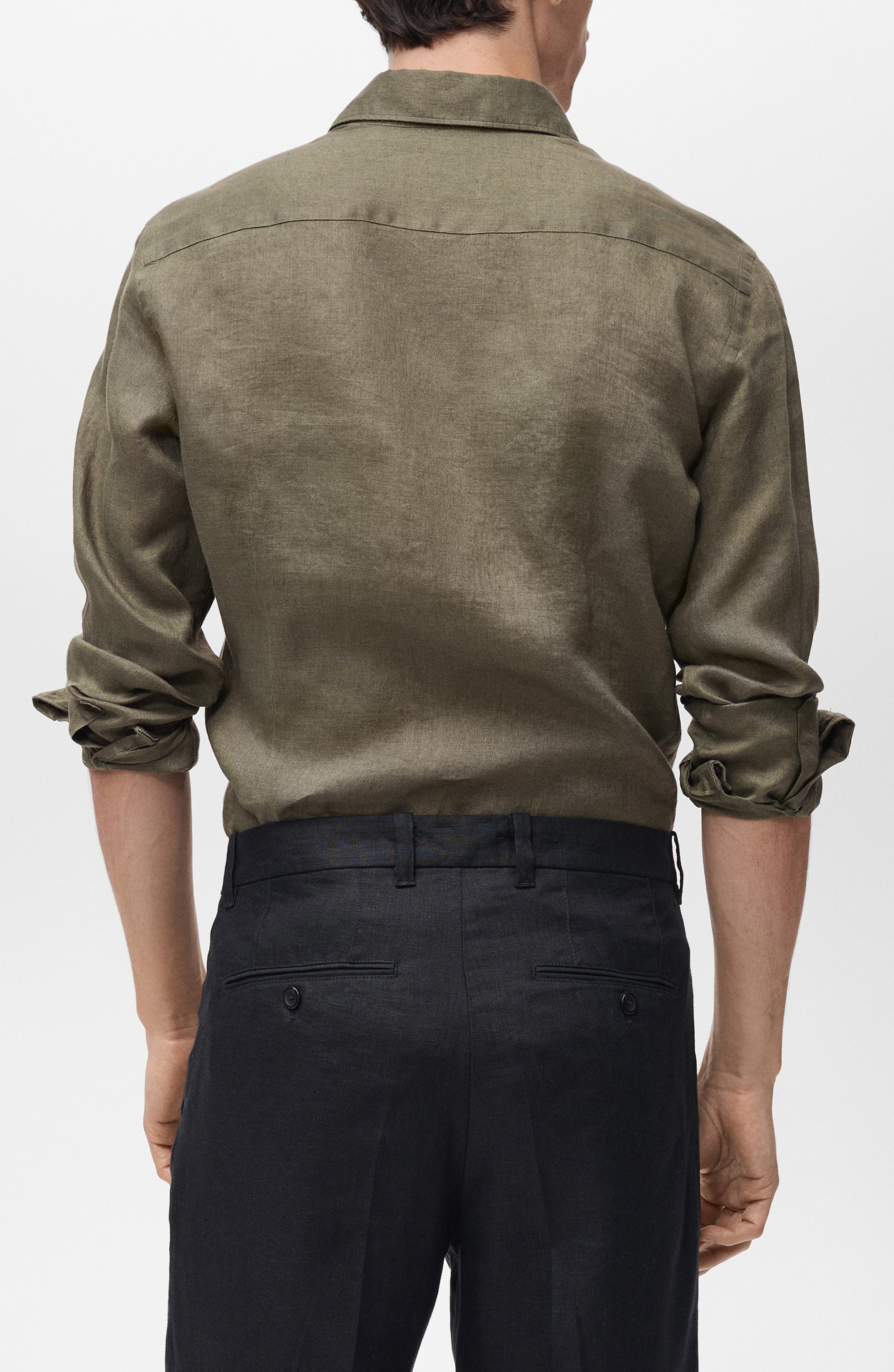 Slim Fit Linen Button-Up Shirt - image 2