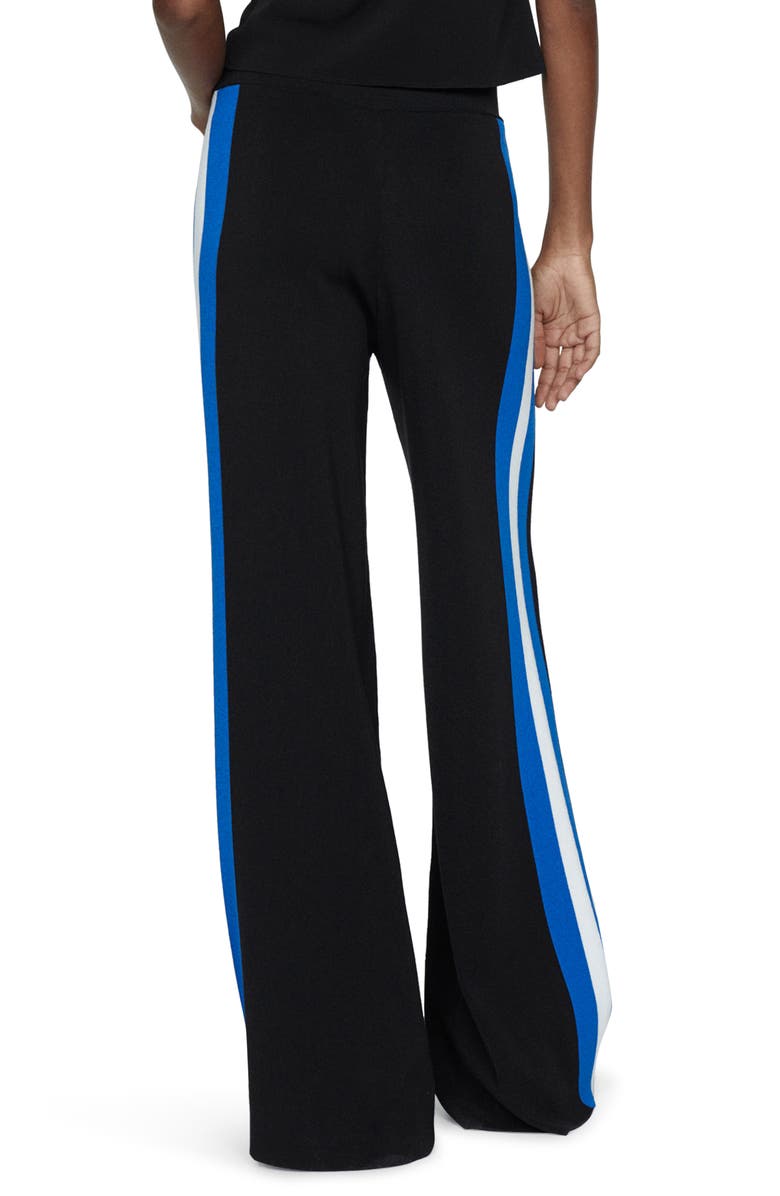 MANGO Side Stripe Wide Leg Track Pants, Alternate, color, Black