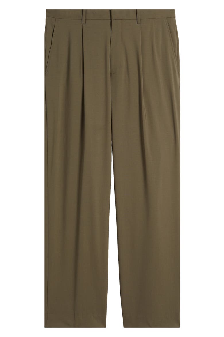 Relaxed Fit Pleated Stretch Wool Dress Pants, Alternate, color, MOSS - F03