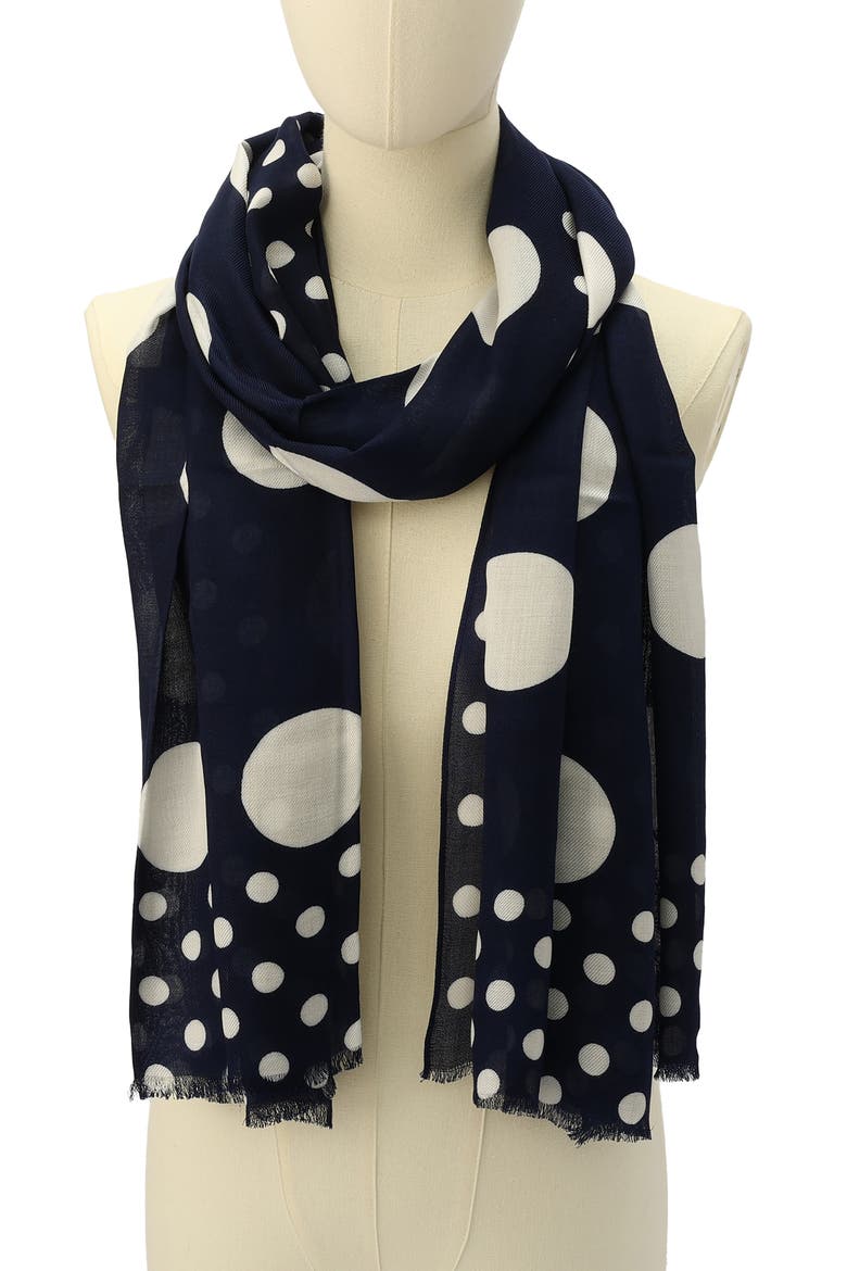 breezy dot oblong scarf, Alternate, color, PLANETARY NAVY/ CREAM