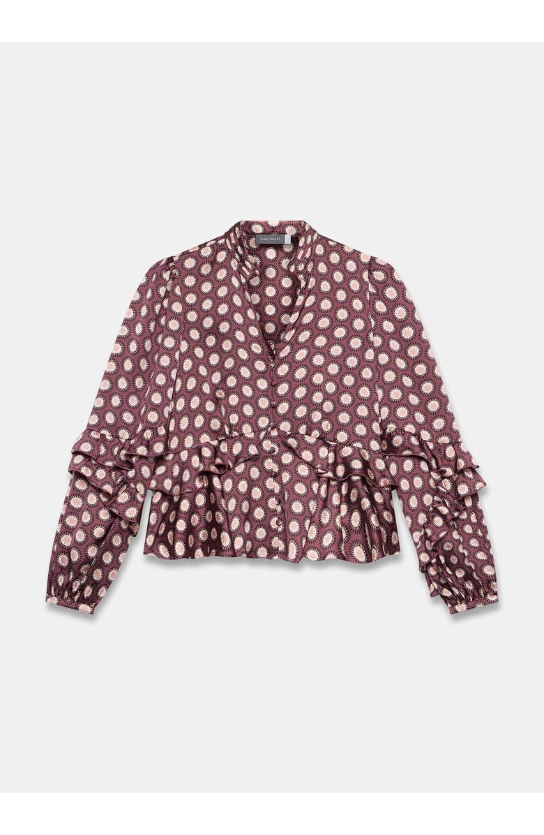 MINT VELVET Geometric Print Top, Alternate, color, Burgundy