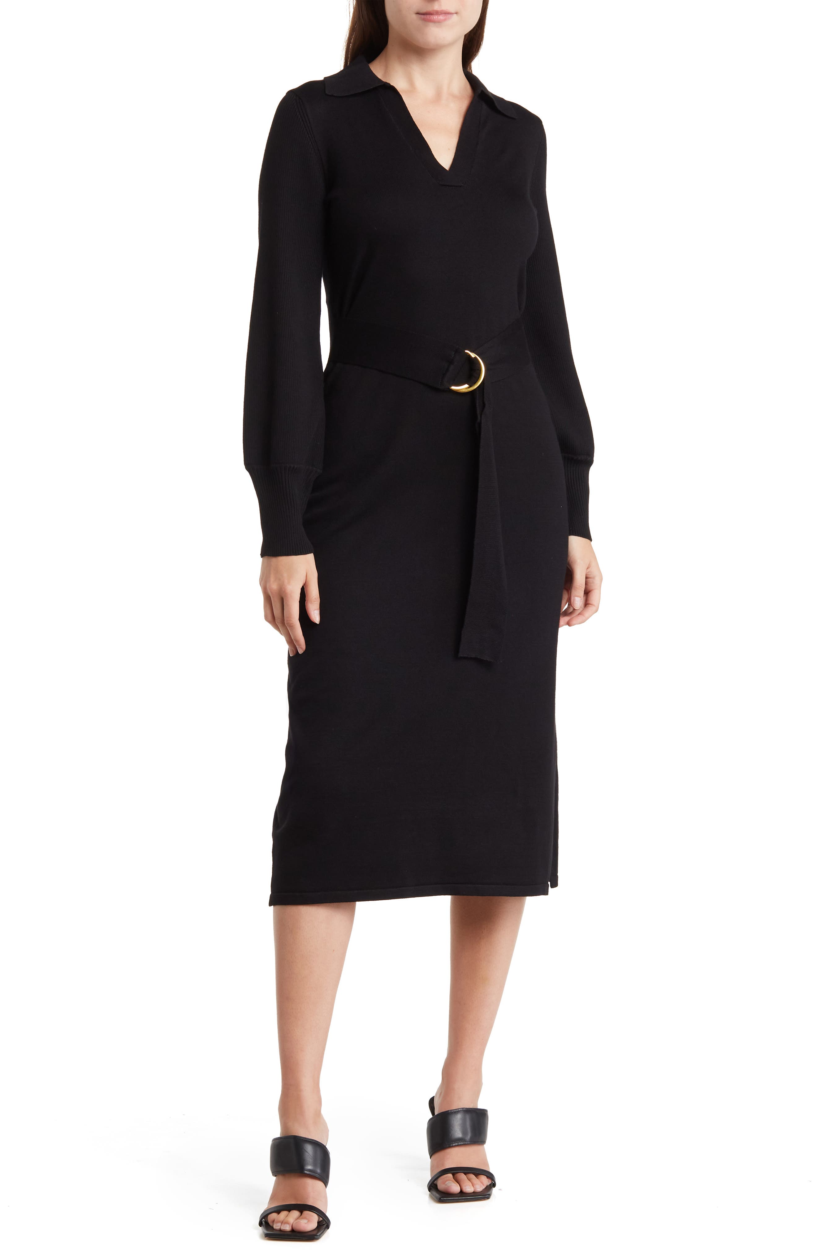 Johnny Collar Long Sleeve Sweater Dress