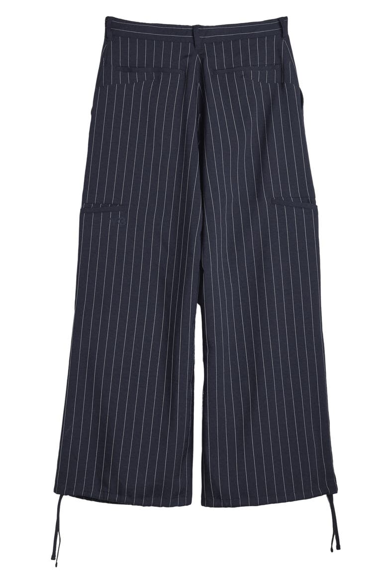 Pinstripe Utility Wide Leg Pants, Alternate, color, BLACK