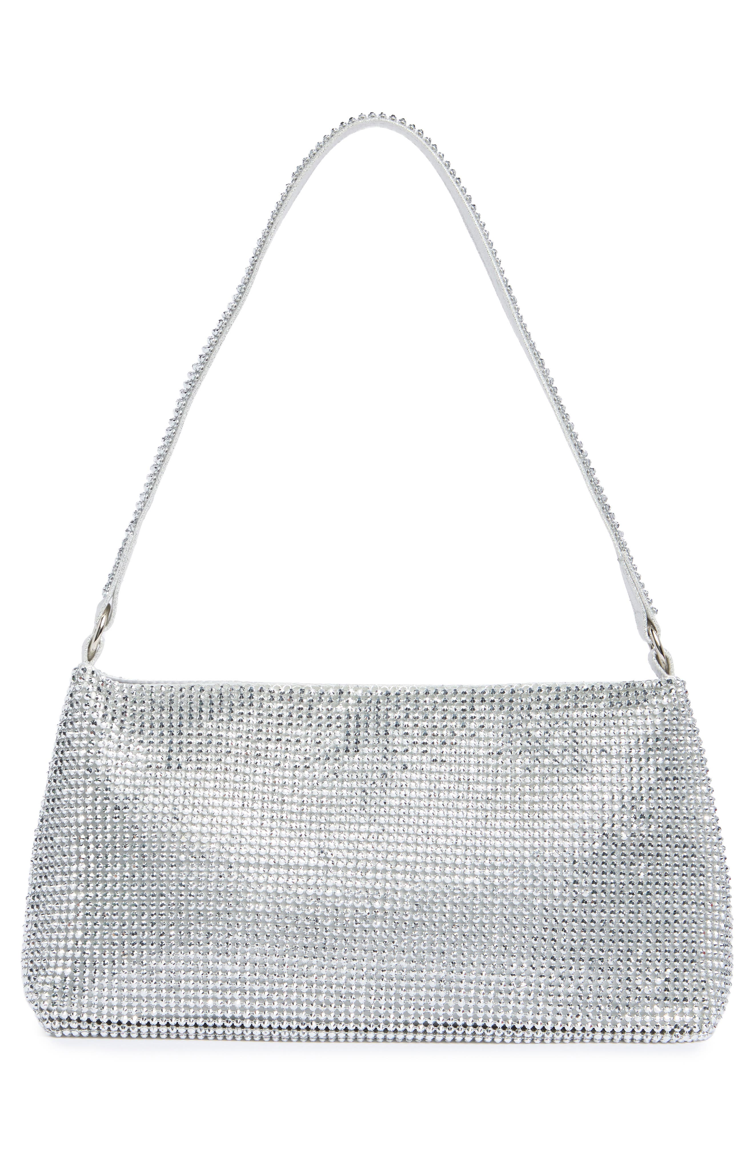 Jessica McClintock Jolene Rhinestone Embellished Shoulder Bag, Alternate, color, Silver
