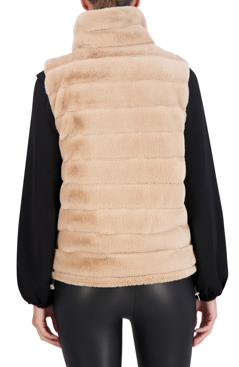 Ookie & Lala Water Resistant Reversible Faux Fur Puffer Vest, Alternate, color, Ivory