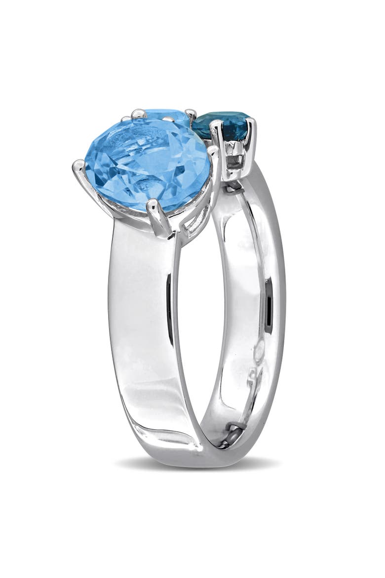 Blue Topaz 3-Stone Open Ring Sterling Silver, Alternate, color, Blue Topaz