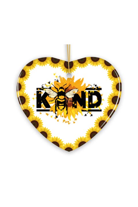 Bee Kind Sunflower Heart Ornament