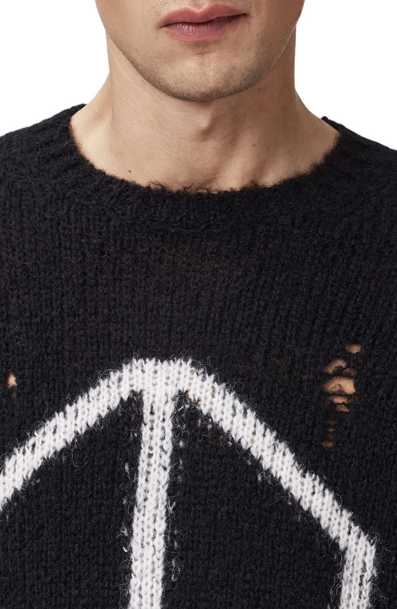AllSaints Message Wool Blend Crewneck Sweater, Alternate, color, Black