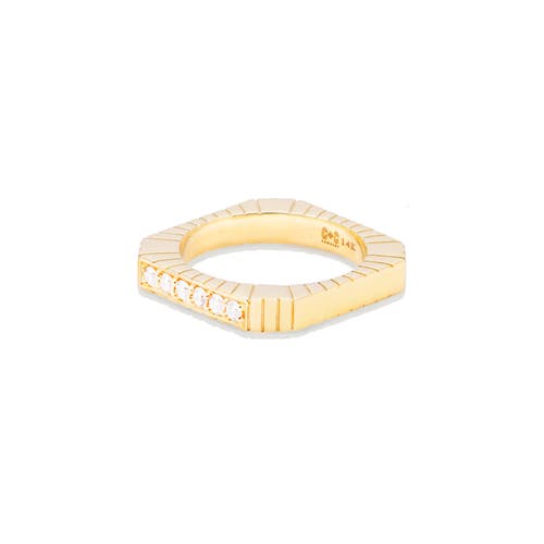 Campbell + Charlotte Spark Etched Stacking Band Ring In Gold