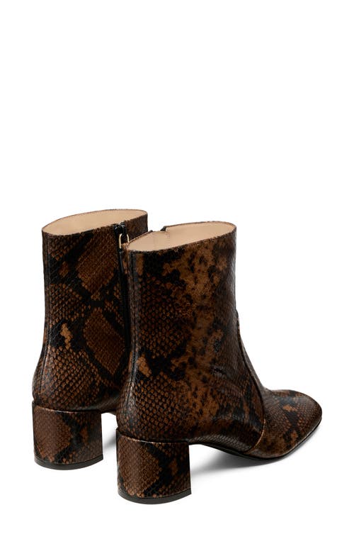 Stuart Weitzman Maeve Snakeskin Embossed Bootie In Brown