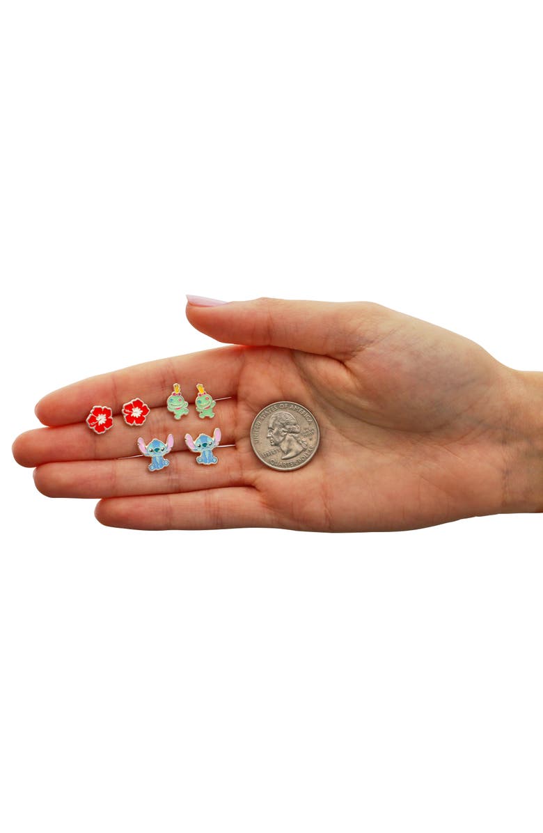 Disney Silver Plated Stud Earring Set, 3 Pairs, Alternate, color, Multicolor