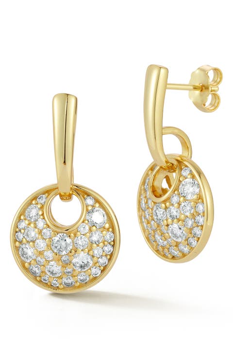 Moissanite Disc Drop Earrings