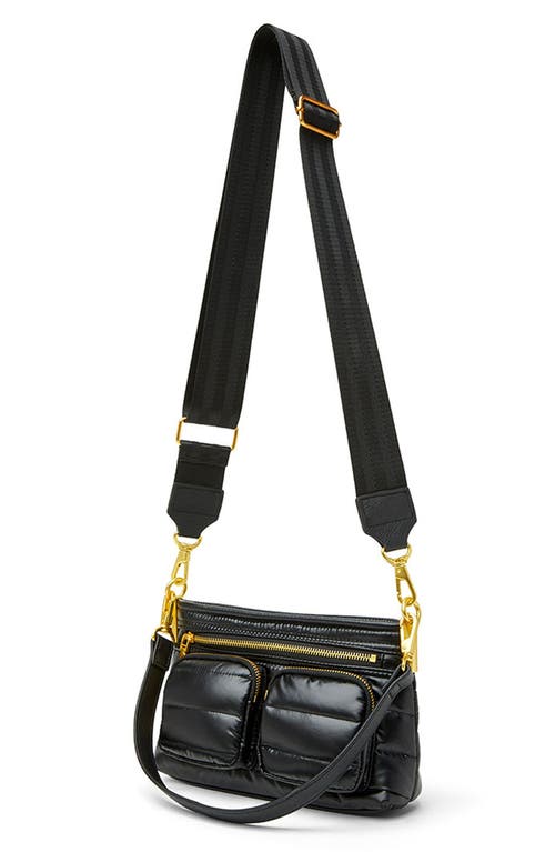 Think Royln Double Trouble Crossbody Bag In Pearl Black With Gold