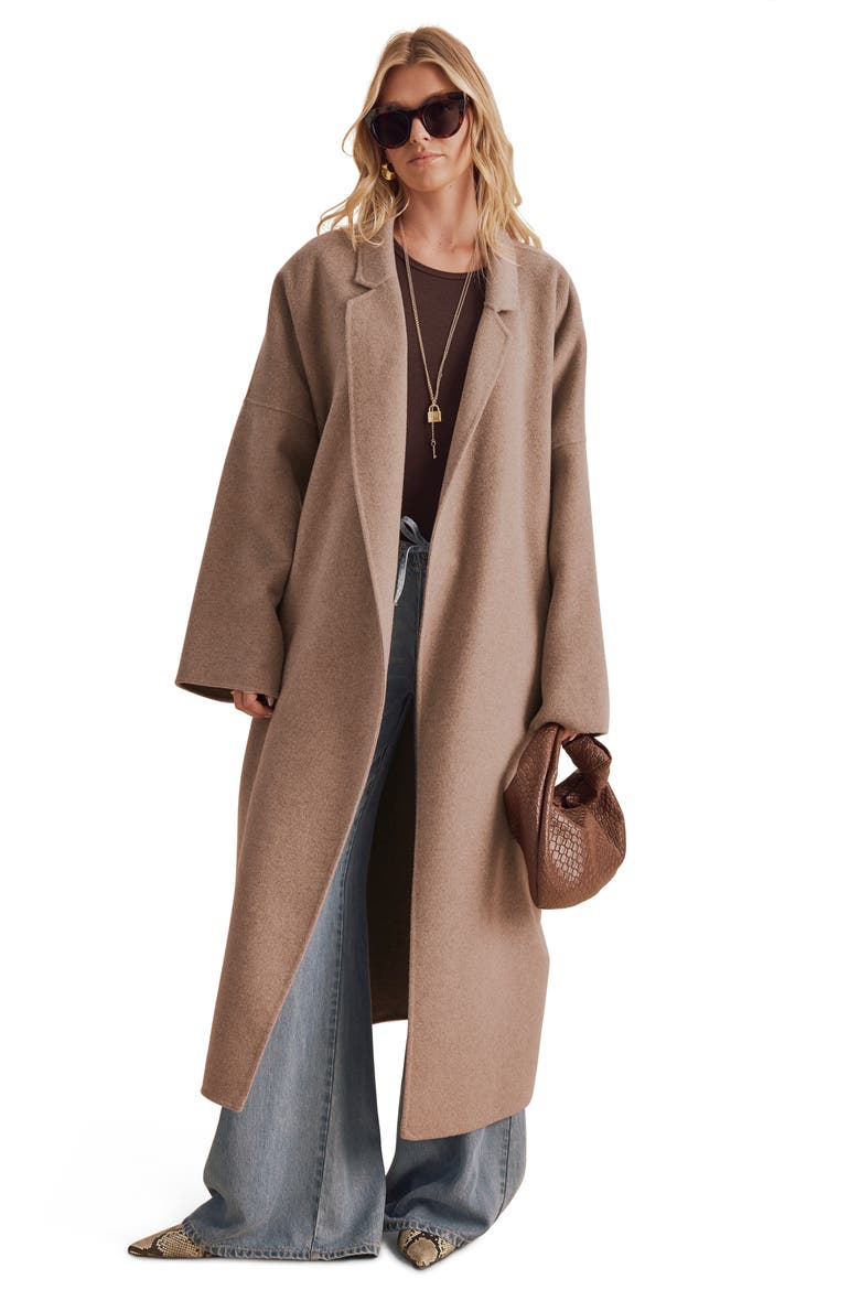 Portia Belted Long Wool Blend Coat, Alternate, color, TAUPE
