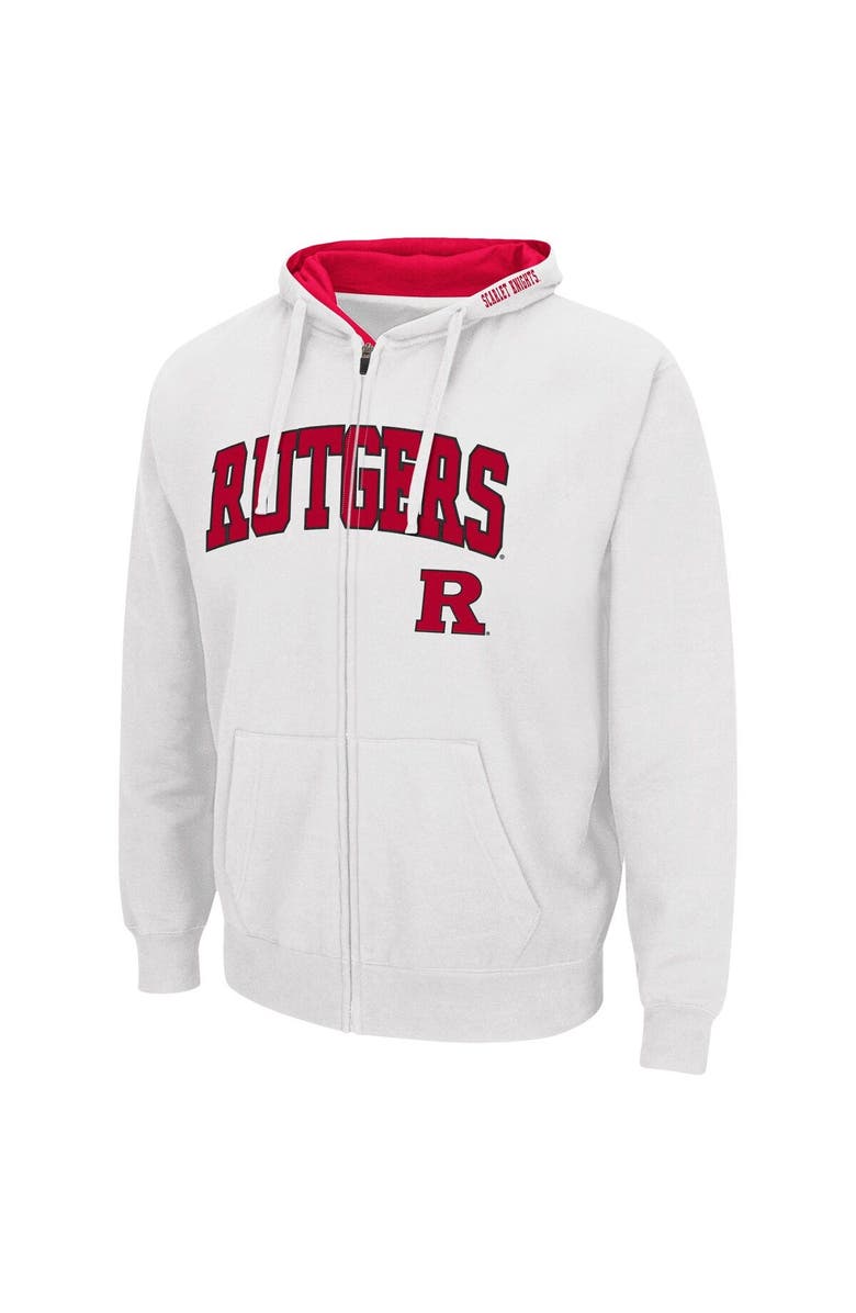COLOSSEUM Men's Colosseum White Rutgers Scarlet Knights Arch & Logo 3.0 Full-Zip Hoodie, Alternate, color, White