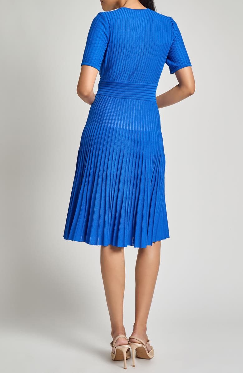 Misook Modern Fit & Flare Rib Knit Dress, Alternate, color, Aegean Blue