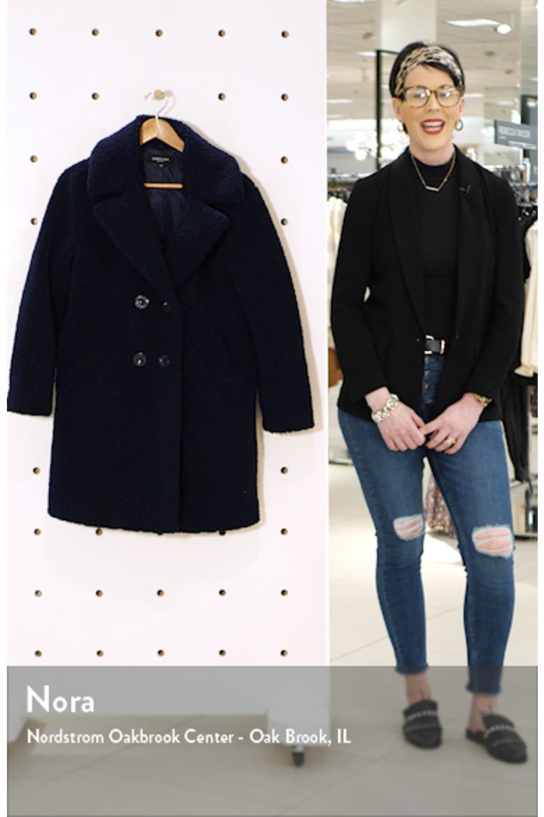 Notch Collar Curly Faux Shearling Coat video