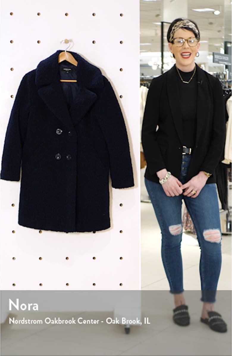 Notch Collar Curly Faux Shearling Coat, sales video thumbnail
