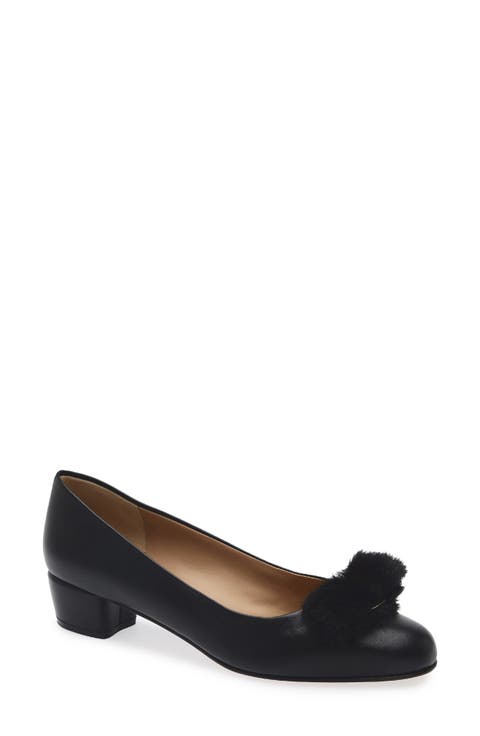 Vara Genuine Shearling Bow Pump (Women)