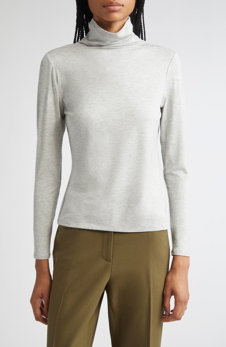 Lafayette 148 New York Funnel Neck Sweater, Main, color, Grey Heather