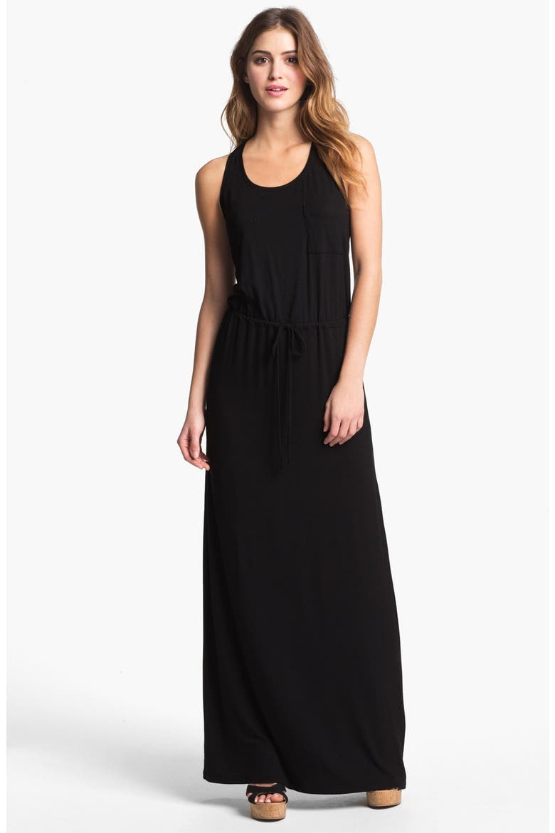 Racerback Jersey Maxi Dress, Main, color, BLACK