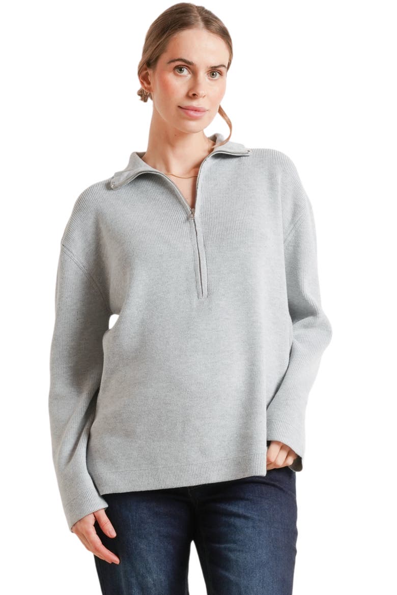 Blaire Maternity Half-Zip Sweater, Main, color, Grey