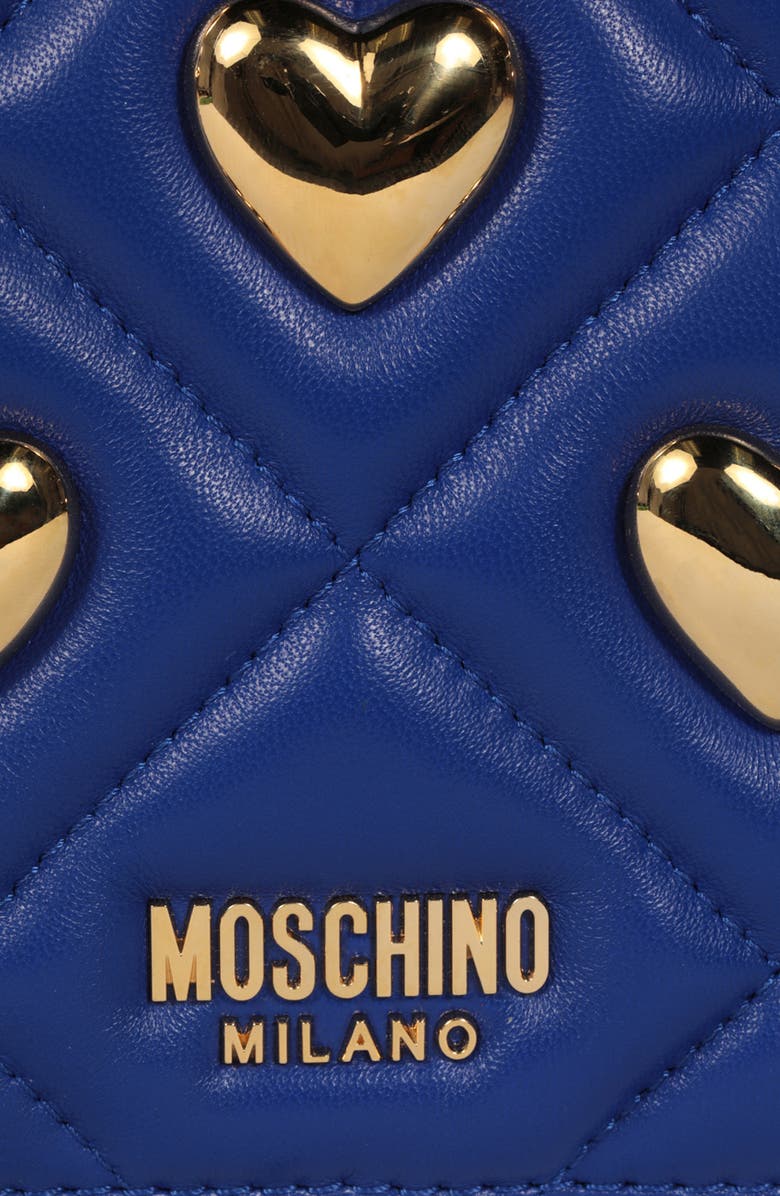 Moschino Heart Studded Quilted Shoulder Bag, Alternate, color,
