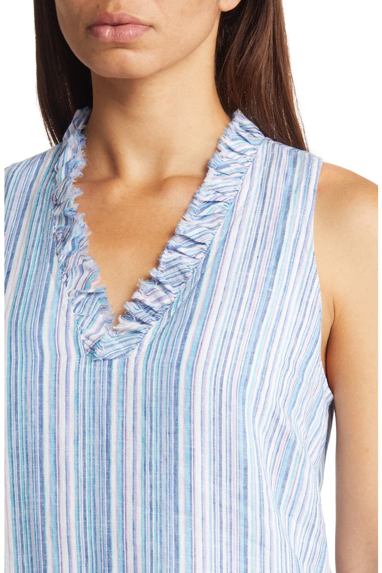 Presido Point Stripe Ruffle Linen Shift Dress, Alternate, color, LIGHT VIOLET